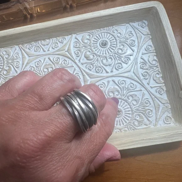 Artisan Modern Wide Chunky Sterling Silver Band Ring Solid Size 9 - Picture 5 of 16